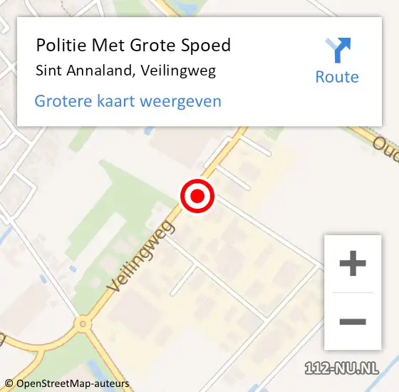 Locatie op kaart van de 112 melding: Politie Met Grote Spoed Naar Sint Annaland, Veilingweg op 13 juni 2022 18:00