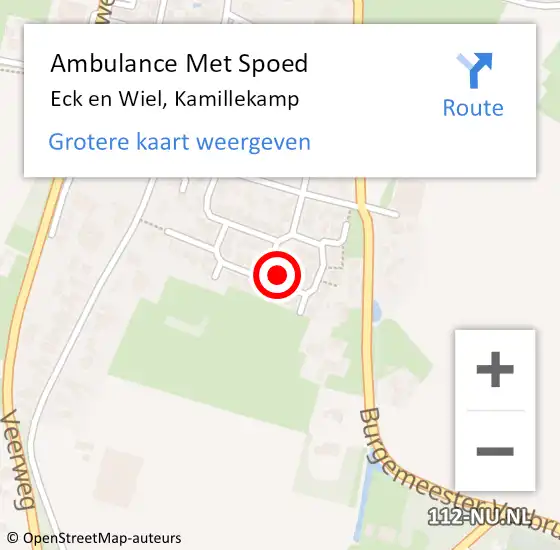 Locatie op kaart van de 112 melding: Ambulance Met Spoed Naar Eck en Wiel, Kamillekamp op 13 juni 2022 18:13