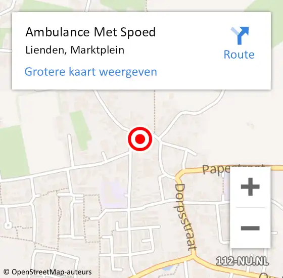 Locatie op kaart van de 112 melding: Ambulance Met Spoed Naar Lienden, Marktplein op 13 juni 2022 18:16