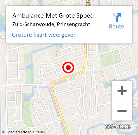 Locatie op kaart van de 112 melding: Ambulance Met Grote Spoed Naar Zuid-Scharwoude, Prinsengracht op 13 juni 2022 18:25