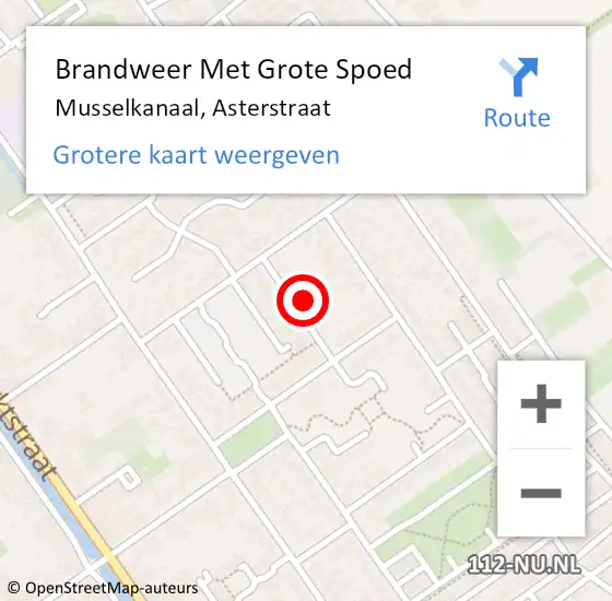 Locatie op kaart van de 112 melding: Brandweer Met Grote Spoed Naar Musselkanaal, Asterstraat op 13 juni 2022 18:29