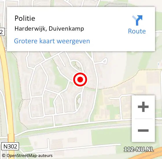 Locatie op kaart van de 112 melding: Politie Harderwijk, Duivenkamp op 13 juni 2022 18:35