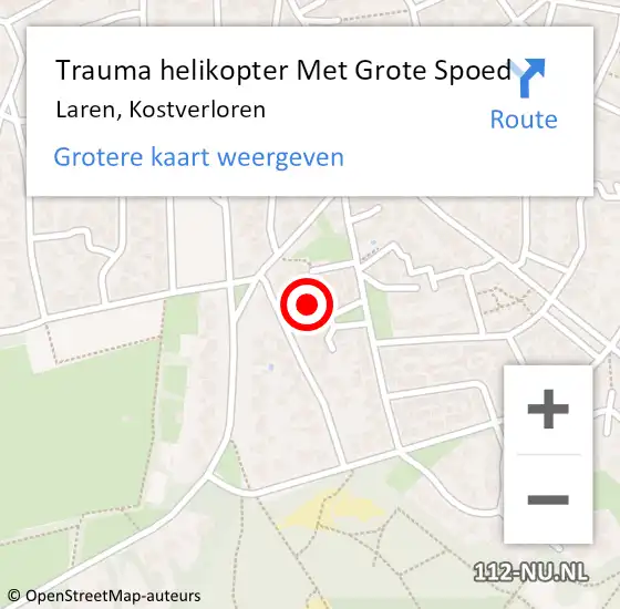 Locatie op kaart van de 112 melding: Trauma helikopter Met Grote Spoed Naar Laren, Kostverloren op 13 juni 2022 18:52