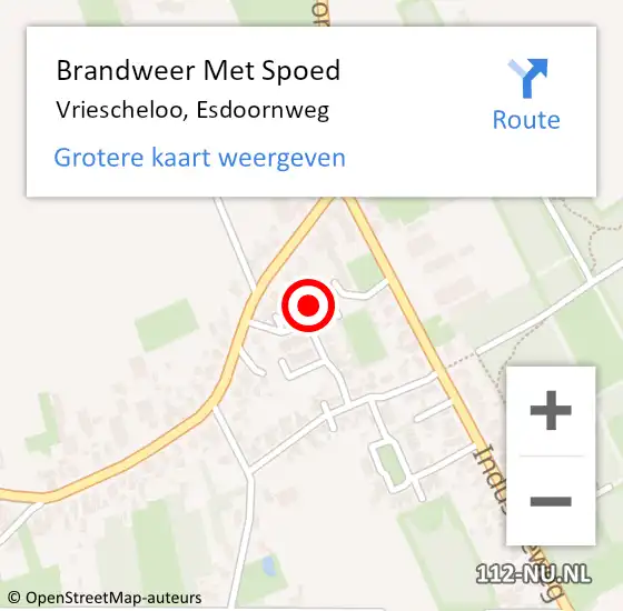 Locatie op kaart van de 112 melding: Brandweer Met Spoed Naar Vriescheloo, Esdoornweg op 13 juni 2022 19:01