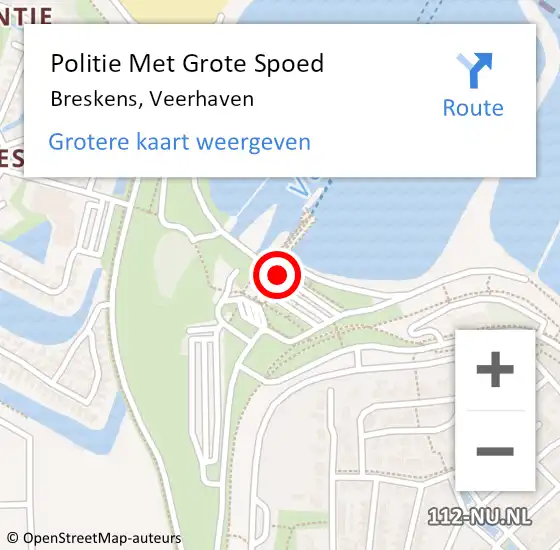 Locatie op kaart van de 112 melding: Politie Met Grote Spoed Naar Breskens, Veerhaven op 13 juni 2022 19:10