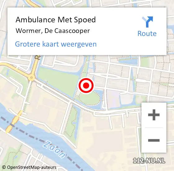 Locatie op kaart van de 112 melding: Ambulance Met Spoed Naar Wormer, De Caascooper op 13 juni 2022 19:11