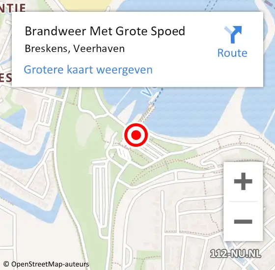 Locatie op kaart van de 112 melding: Brandweer Met Grote Spoed Naar Breskens, Veerhaven op 13 juni 2022 19:11