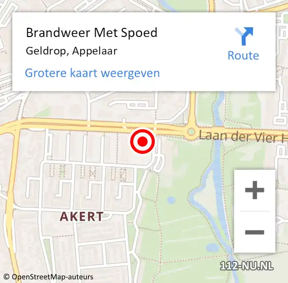 Locatie op kaart van de 112 melding: Brandweer Met Spoed Naar Geldrop, Appelaar op 13 juni 2022 19:34