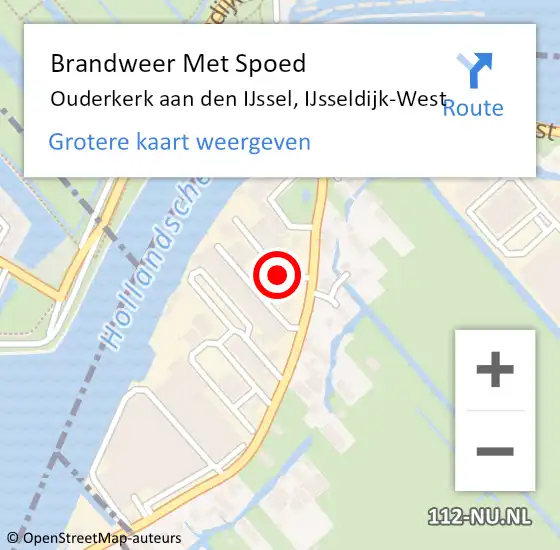 Locatie op kaart van de 112 melding: Brandweer Met Spoed Naar Ouderkerk aan den IJssel, IJsseldijk-West op 13 juni 2022 19:42