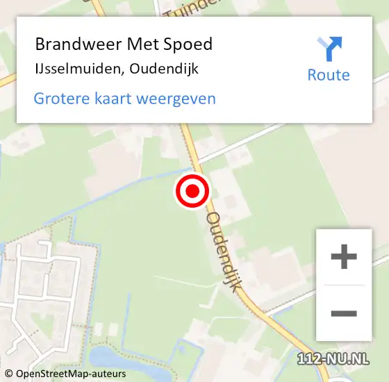 Locatie op kaart van de 112 melding: Brandweer Met Spoed Naar IJsselmuiden, Oudendijk op 13 juni 2022 19:56