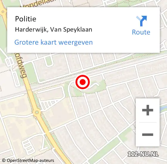 Locatie op kaart van de 112 melding: Politie Harderwijk, Van Speyklaan op 13 juni 2022 19:56