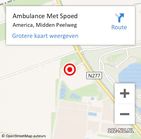 Locatie op kaart van de 112 melding: Ambulance Met Spoed Naar America, Midden Peelweg op 20 juli 2014 02:31