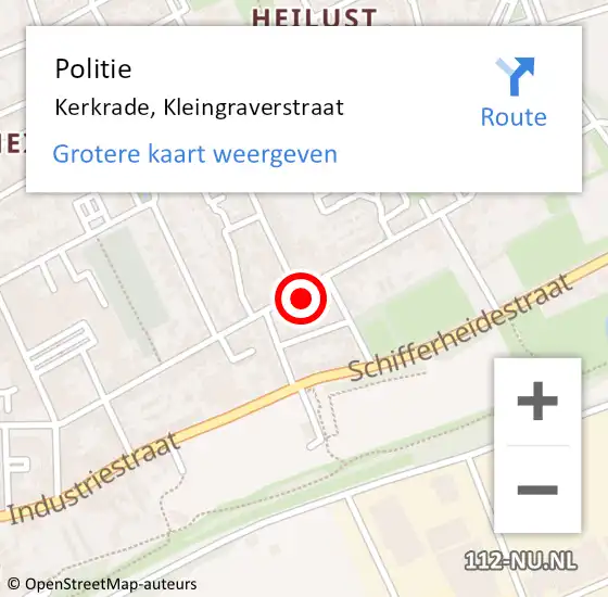 Locatie op kaart van de 112 melding: Politie Kerkrade, Kleingraverstraat op 13 juni 2022 19:57