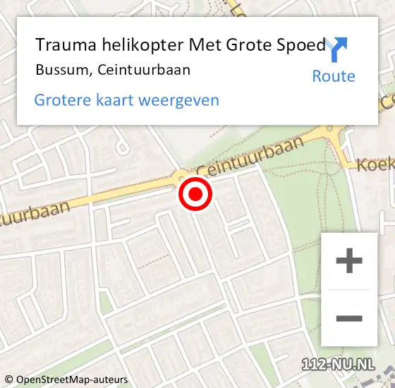 Locatie op kaart van de 112 melding: Trauma helikopter Met Grote Spoed Naar Bussum, Ceintuurbaan op 13 juni 2022 20:28