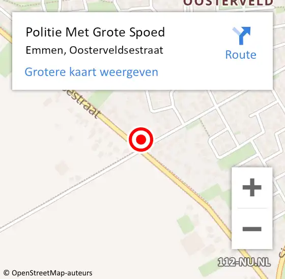 Locatie op kaart van de 112 melding: Politie Met Grote Spoed Naar Emmen, Oosterveldsestraat op 13 juni 2022 20:38