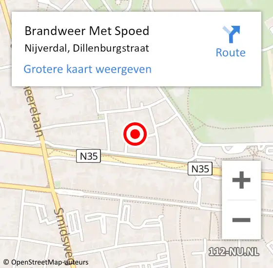 Locatie op kaart van de 112 melding: Brandweer Met Spoed Naar Nijverdal, Dillenburgstraat op 13 juni 2022 20:59