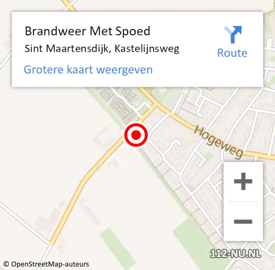 Locatie op kaart van de 112 melding: Brandweer Met Spoed Naar Sint Maartensdijk, Kastelijnsweg op 13 juni 2022 21:05