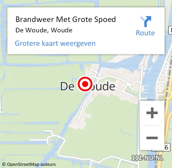 Locatie op kaart van de 112 melding: Brandweer Met Grote Spoed Naar De Woude, Woude op 13 juni 2022 21:13