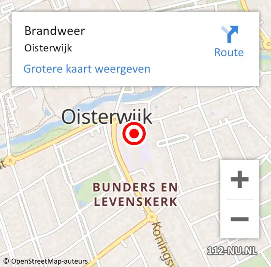 Locatie op kaart van de 112 melding: Brandweer Oisterwijk op 13 juni 2022 21:46