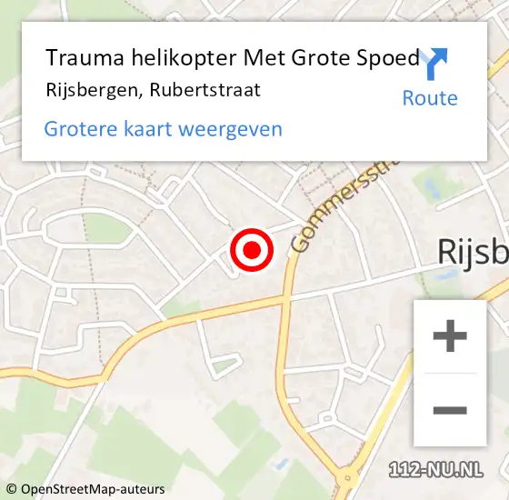 Locatie op kaart van de 112 melding: Trauma helikopter Met Grote Spoed Naar Rijsbergen, Rubertstraat op 13 juni 2022 22:01