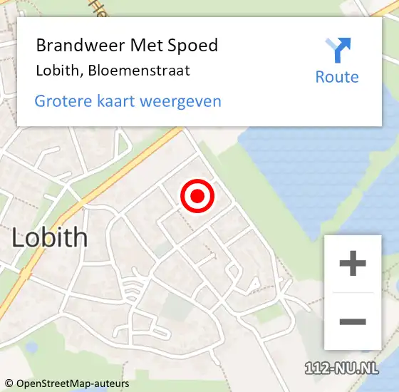Locatie op kaart van de 112 melding: Brandweer Met Spoed Naar Lobith, Bloemenstraat op 13 juni 2022 22:10
