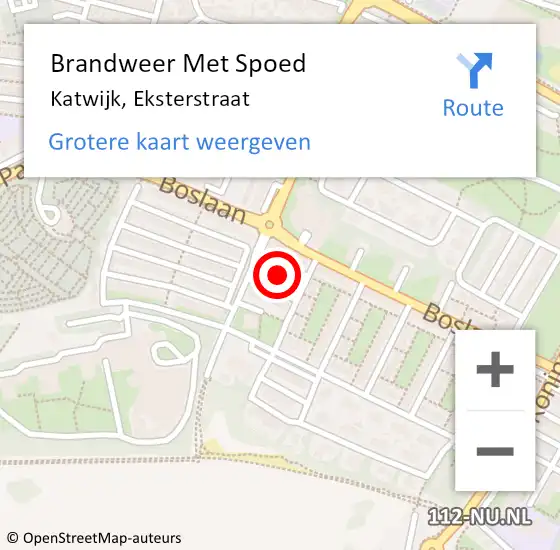 Locatie op kaart van de 112 melding: Brandweer Met Spoed Naar Katwijk, Eksterstraat op 13 juni 2022 22:27