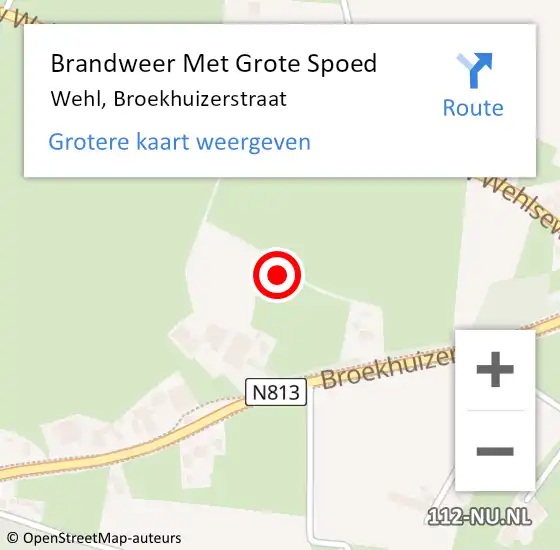 Locatie op kaart van de 112 melding: Brandweer Met Grote Spoed Naar Wehl, Broekhuizerstraat op 13 juni 2022 22:41