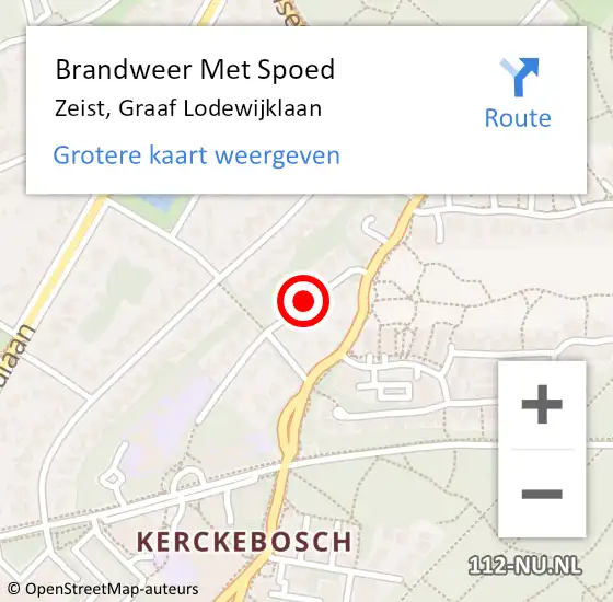 Locatie op kaart van de 112 melding: Brandweer Met Spoed Naar Zeist, Graaf Lodewijklaan op 20 juli 2014 03:06