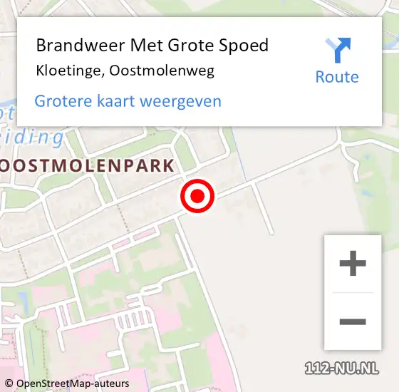 Locatie op kaart van de 112 melding: Brandweer Met Grote Spoed Naar Kloetinge, Oostmolenweg op 13 juni 2022 23:14
