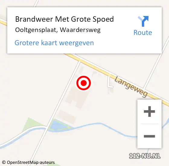 Locatie op kaart van de 112 melding: Brandweer Met Grote Spoed Naar Ooltgensplaat, Waardersweg op 13 juni 2022 23:26