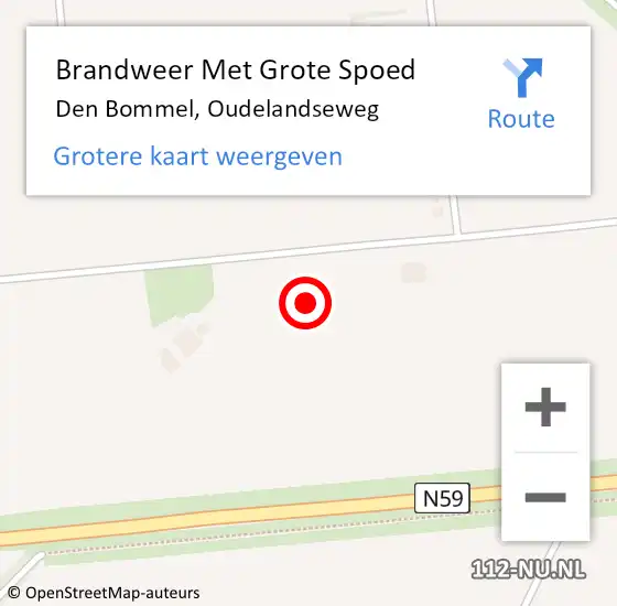 Locatie op kaart van de 112 melding: Brandweer Met Grote Spoed Naar Den Bommel, Oudelandseweg op 13 juni 2022 23:32