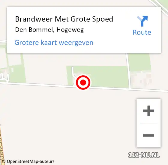 Locatie op kaart van de 112 melding: Brandweer Met Grote Spoed Naar Den Bommel, Hogeweg op 13 juni 2022 23:34