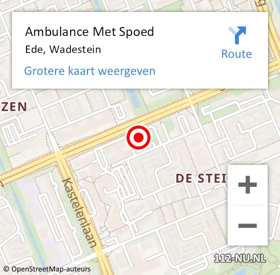 Locatie op kaart van de 112 melding: Ambulance Met Spoed Naar Ede, Wadestein op 13 juni 2022 23:37