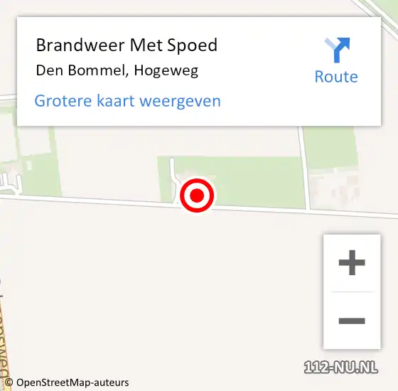 Locatie op kaart van de 112 melding: Brandweer Met Spoed Naar Den Bommel, Hogeweg op 14 juni 2022 00:30