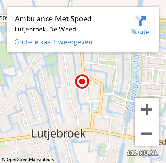 Locatie op kaart van de 112 melding: Ambulance Met Spoed Naar Lutjebroek, De Weed op 14 juni 2022 00:44