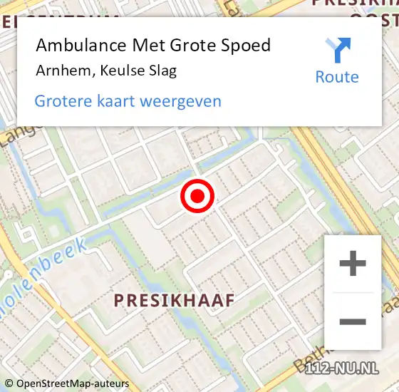 Locatie op kaart van de 112 melding: Ambulance Met Grote Spoed Naar Arnhem, Keulse Slag op 14 juni 2022 01:23
