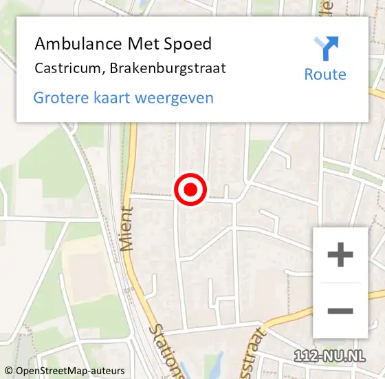Locatie op kaart van de 112 melding: Ambulance Met Spoed Naar Castricum, Brakenburgstraat op 14 juni 2022 01:32