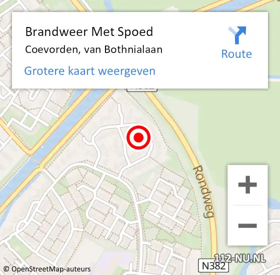 Locatie op kaart van de 112 melding: Brandweer Met Spoed Naar Coevorden, van Bothnialaan op 14 juni 2022 02:49