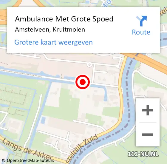 Locatie op kaart van de 112 melding: Ambulance Met Grote Spoed Naar Amstelveen, Kruitmolen op 14 juni 2022 03:37