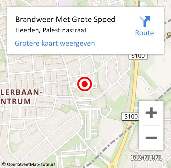 Locatie op kaart van de 112 melding: Brandweer Met Grote Spoed Naar Heerlen, Palestinastraat op 14 juni 2022 04:18