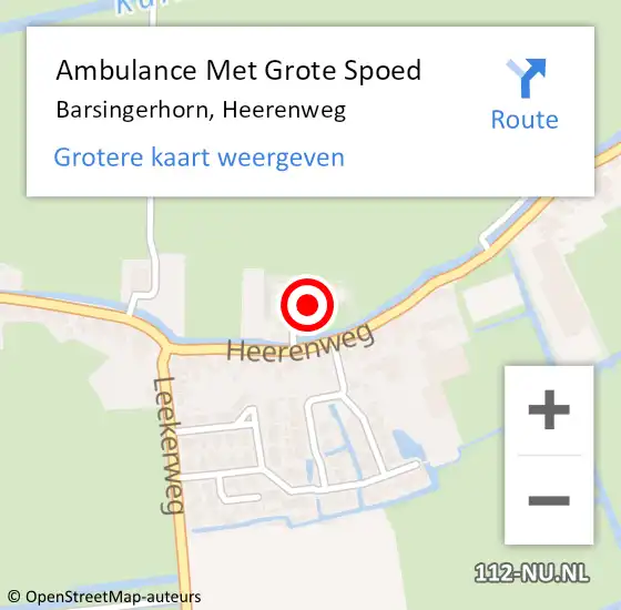 Locatie op kaart van de 112 melding: Ambulance Met Grote Spoed Naar Barsingerhorn, Heerenweg op 14 juni 2022 04:51