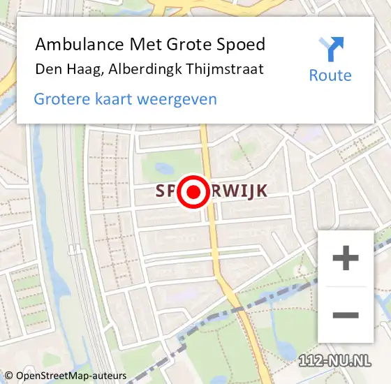 Locatie op kaart van de 112 melding: Ambulance Met Grote Spoed Naar Den Haag, Alberdingk Thijmstraat op 14 juni 2022 04:59