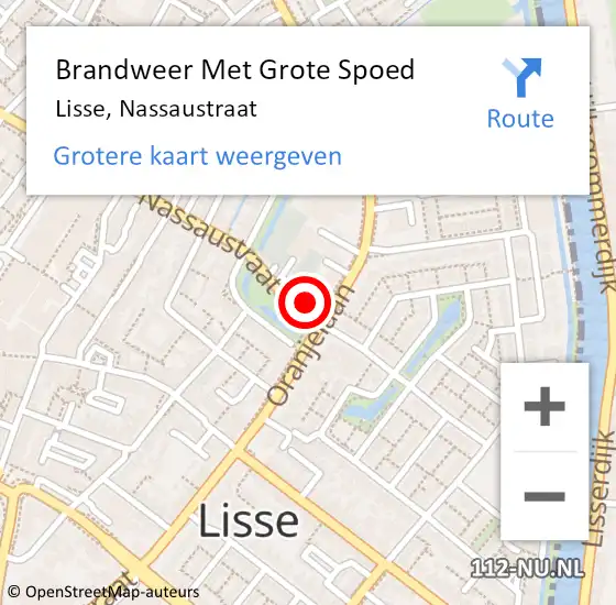 Locatie op kaart van de 112 melding: Brandweer Met Grote Spoed Naar Lisse, Nassaustraat op 14 juni 2022 05:08