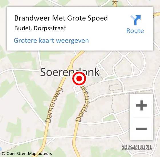 Locatie op kaart van de 112 melding: Brandweer Met Grote Spoed Naar Budel, Dorpsstraat op 14 juni 2022 05:14
