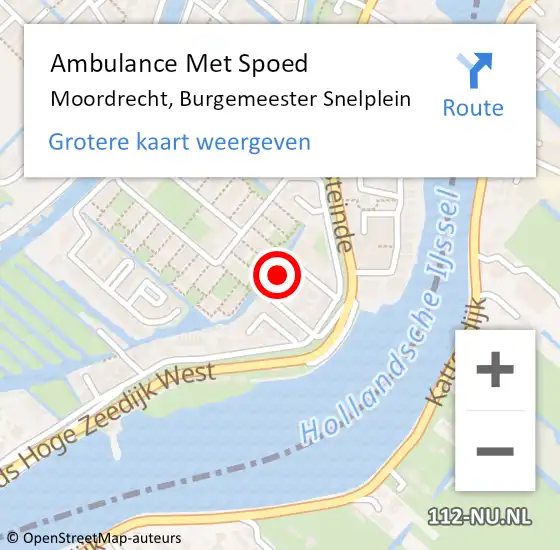 Locatie op kaart van de 112 melding: Ambulance Met Spoed Naar Moordrecht, Burgemeester Snelplein op 14 juni 2022 05:29