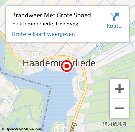 Locatie op kaart van de 112 melding: Brandweer Met Grote Spoed Naar Haarlemmerliede, Liedeweg op 14 juni 2022 06:01