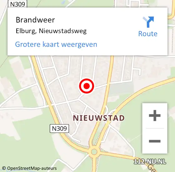 Locatie op kaart van de 112 melding: Brandweer Elburg, Nieuwstadsweg op 14 juni 2022 06:31