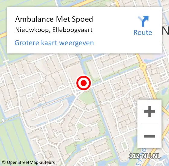 Locatie op kaart van de 112 melding: Ambulance Met Spoed Naar Nieuwkoop, Elleboogvaart op 14 juni 2022 07:44