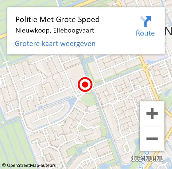 Locatie op kaart van de 112 melding: Politie Met Grote Spoed Naar Nieuwkoop, Elleboogvaart op 14 juni 2022 07:44