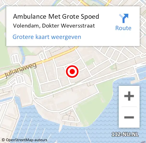 Locatie op kaart van de 112 melding: Ambulance Met Grote Spoed Naar Volendam, Dokter Weversstraat op 14 juni 2022 08:08